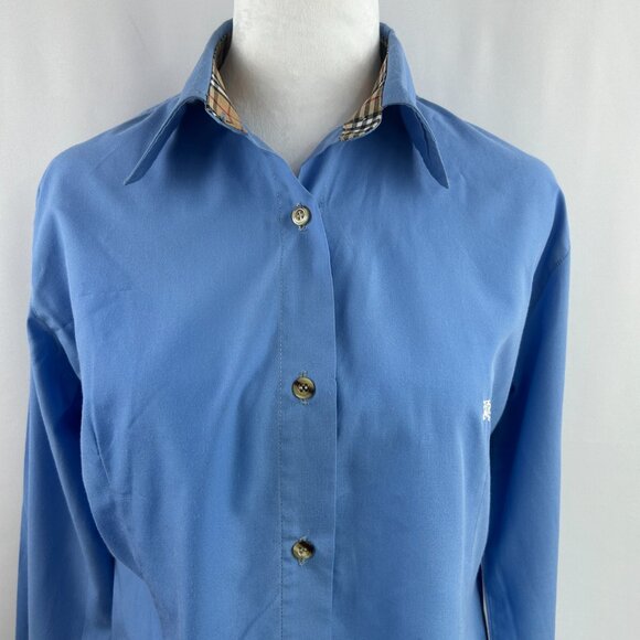 Rare Vintage Burberry Blue Cotton Shirt – Preppy Minimalist - Women's Medium - Picture 4 of 14